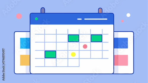 An interactive calendar interface displaying monthly and weekly views with task reminders colorcoded events and easy swipe navigation.