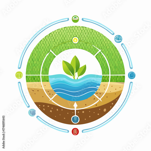Labeled Plant Anatomy in Soil Cross-Section