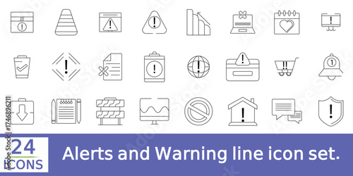  Alerts and Warning line icon set.