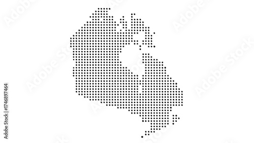 Halftone Canada map with dot pattern, global geography elements, digital simple travel infographics. Vector isolated concept