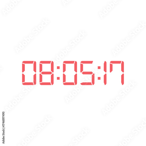 LED digital clock number for counter or calculator mockup design