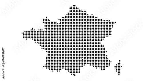 Halftone France map with dot pattern, global geography elements, digital simple travel infographics. Vector isolated concept