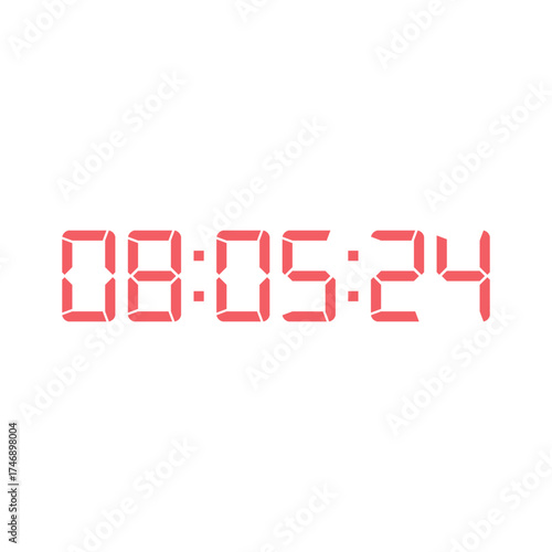 LED digital clock number for counter or calculator mockup design