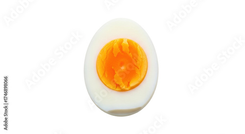 Tableau sur toile Isolated Half hard boiled egg with vibrant yolk, tasty ingredient for breakfast