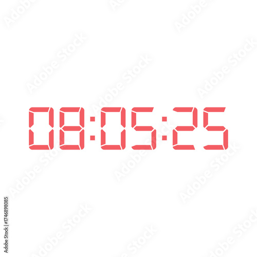 LED digital clock number for counter or calculator mockup design