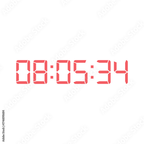 LED digital clock number for counter or calculator mockup design