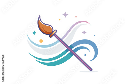 broomstick sparkly motion lines witch tool spooky art  