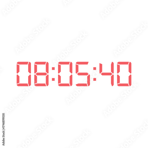 LED digital clock number for counter or calculator mockup design