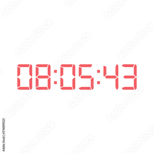 LED digital clock number for counter or calculator mockup design