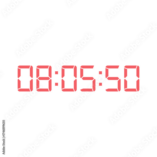 LED digital clock number for counter or calculator mockup design