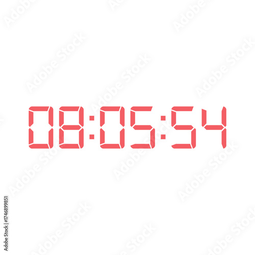 LED digital clock number for counter or calculator mockup design