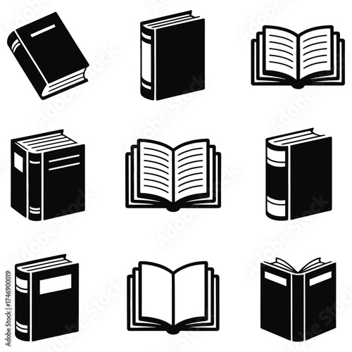 Stock photos websites knowledge helps describe this image as a set of book icons illustrating literature, education, and knowledge for library or business use