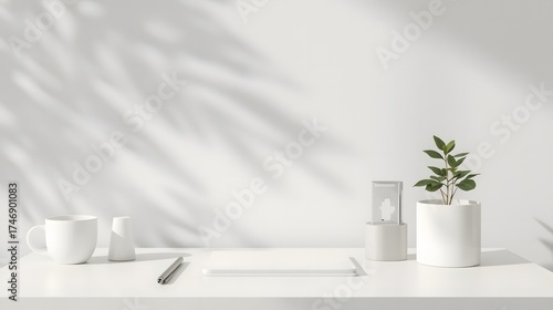 Wallpaper Mural Bokeh effect photography featuring a neutral and minimal aesthetic, with a clean white desk as the primary subject Torontodigital.ca