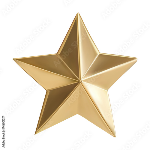 gold star ornament, five points, metallic texture, vector gradient mesh, white background, isolated, no background