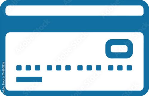 Modern digital debit or credit card icon representation for online transactions and finance