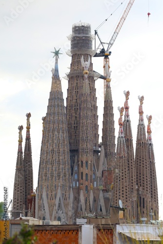 Famous cathedral Sagrada Familia, designed by Antoni Gaudi