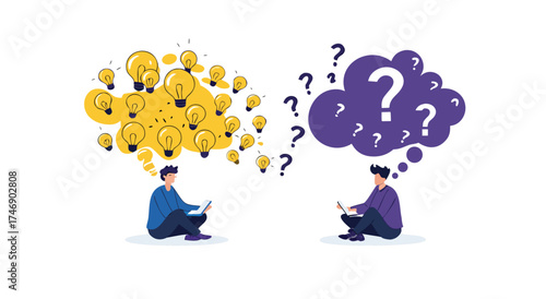 Two people sharing ideas and asking questions to find solutions.


