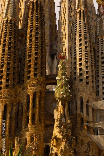 Famous cathedral Sagrada Familia, designed by Antoni Gaudi