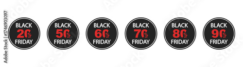 Sale banner with discount tags, price label, marketing icons and sticker elements. Vector design set on transparent background.