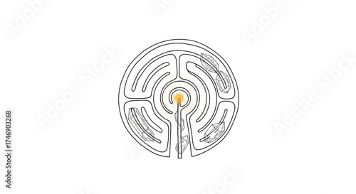 Crystal journey through a maze toward enlightenment and inner peace.