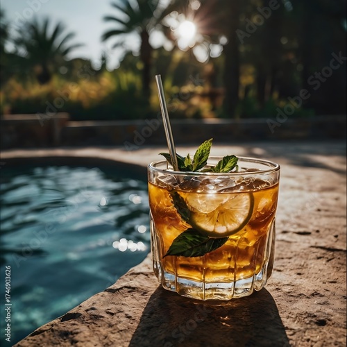 mojito cocktail on the beach