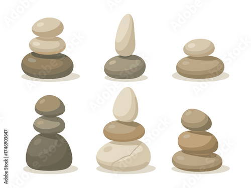 Balanced stones icon set. Vector