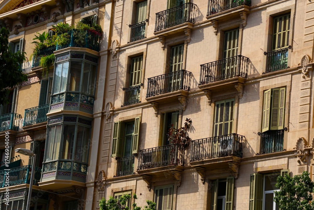 Obraz premium Residential apartment building facade, Barcelona, Spain