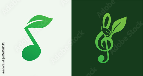 Eco Music Note Leaf Sound Green Logo