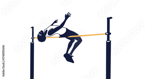 An athlete performs a high jump over a bar during a competition.


