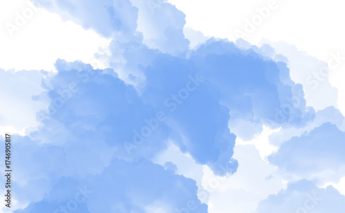 Watercolor blue cloud isolated on transparent background hand drawn illustration of sky element abstract watercolor background