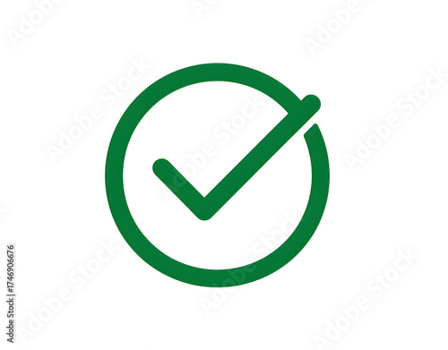 Vector Icon of a Checkmark in a Green Circle on White Background