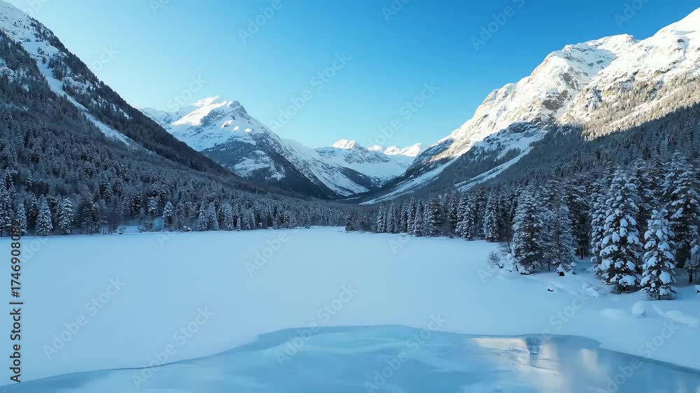 custom made wallpaper toronto digitalSnow Covered Mountains and Frozen Lake in Winter Forest