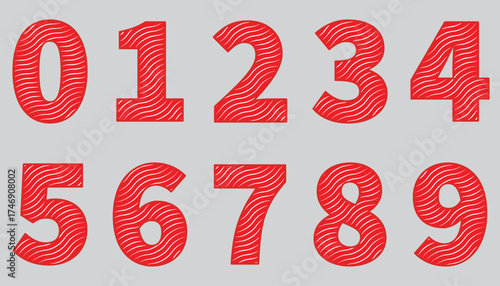 1 to 9 Number Lines Logo Icon vector and Illustration