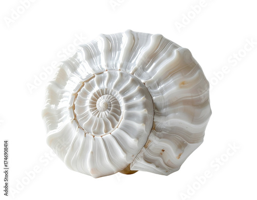 Fossilized ammonite shell isolated on transparent background scientific illustration