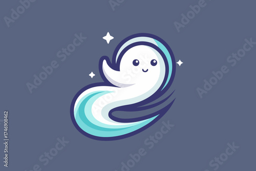 ghost hovering diagonally twisted tail floating in air