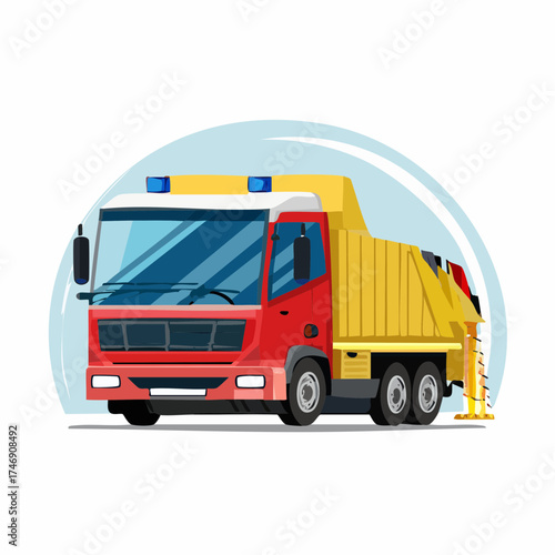 Colorful cartoon garbage truck illustration for waste management and municipal services