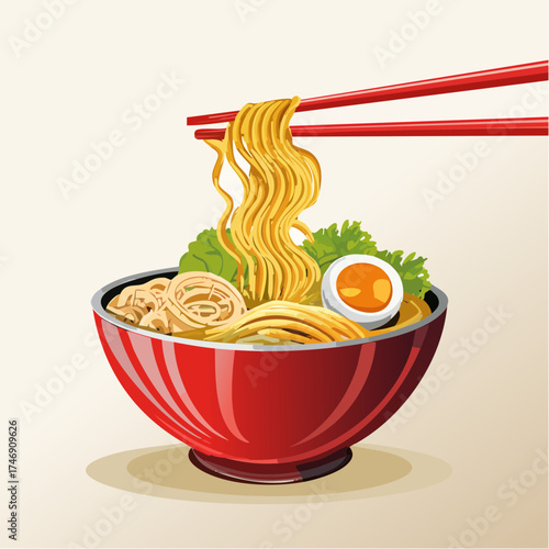 Delicious Ramen Bowl A Culinary Delight with Noodles, Eggs, and Flavorful Broth