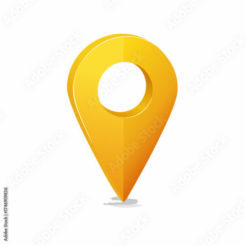 Yellow Map Pin Icon GPS Location, Navigation, and Destination Marker on White