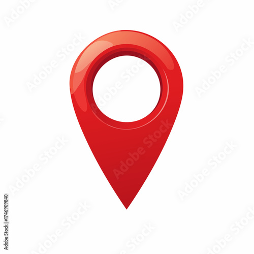 A glossy red map pin icon used for marking a specific destination, location, or point of interest
