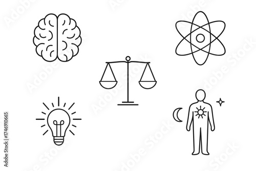 Science and Philosophy Line Icon Set