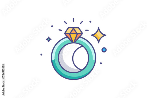 magic ring with sparkling gemstone tiny crescent detail