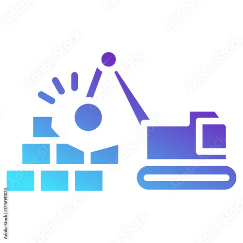 Demolition Glyph Gradient Icon