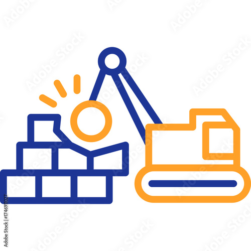 Demolition Line Color Icon