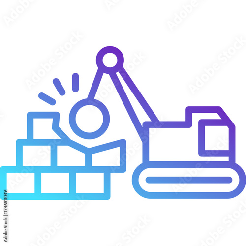 Demolition Gradient Line Icon