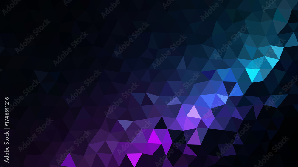 Obraz premium Abstract. Technology. Geometric. A modern abstract background with a low poly geometric pattern and a purple to teal gradient, ideal for a tech startup presentation, a sleek website banner.