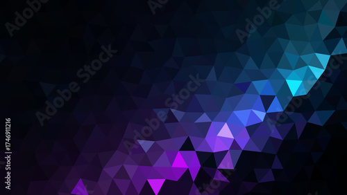 Abstract. Technology. Geometric. A modern abstract background with a low poly geometric pattern and a purple to teal gradient, ideal for a tech startup presentation, a sleek website banner.