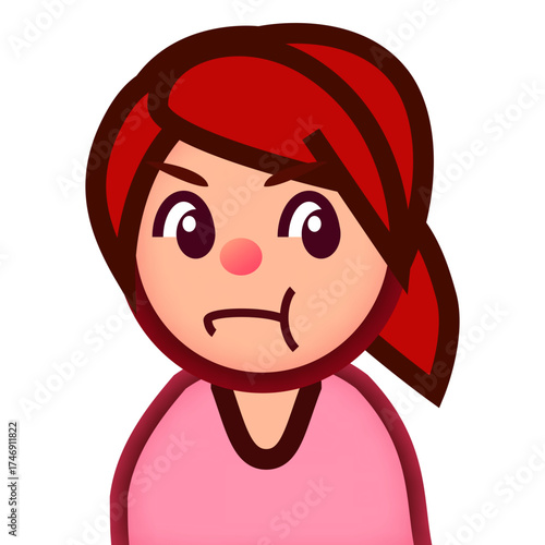 Cartoon woman with red hair showing a grumpy or annoyed expression