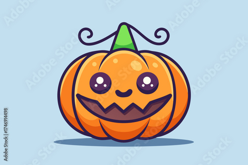 pumpkin with simple triangular eyes wide subtle grin