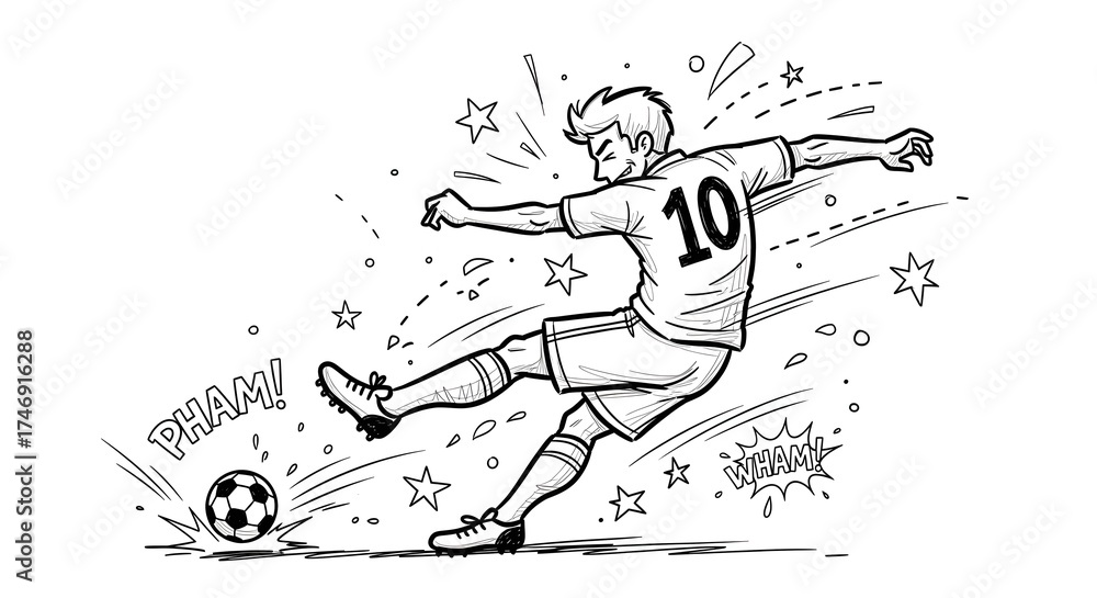 Fototapeta premium football doodle cartoon drawing character sports health athlete icon design