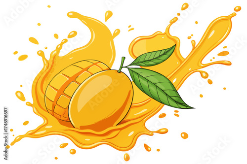 Fresh Mango Splash Vector Illustration
